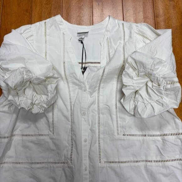 Ava & Viv Womens White Cottagecore Top Puff Sleeves Size 2X Prairie Sheer NWT - Picture 11 of 11